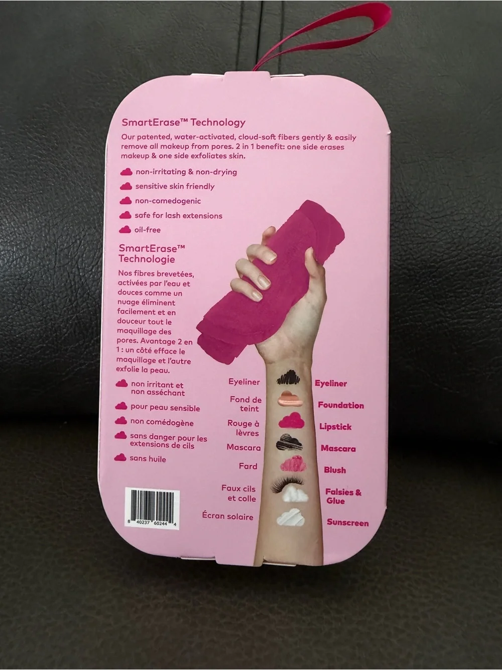 MakeUp Eraser Pro Makeup Remover Cloth - Light Pink with Hot Pink Accent